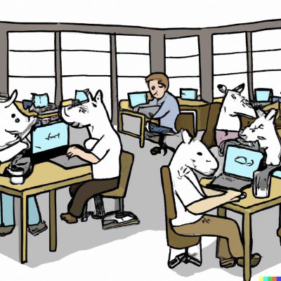 many rhinos in co-working space